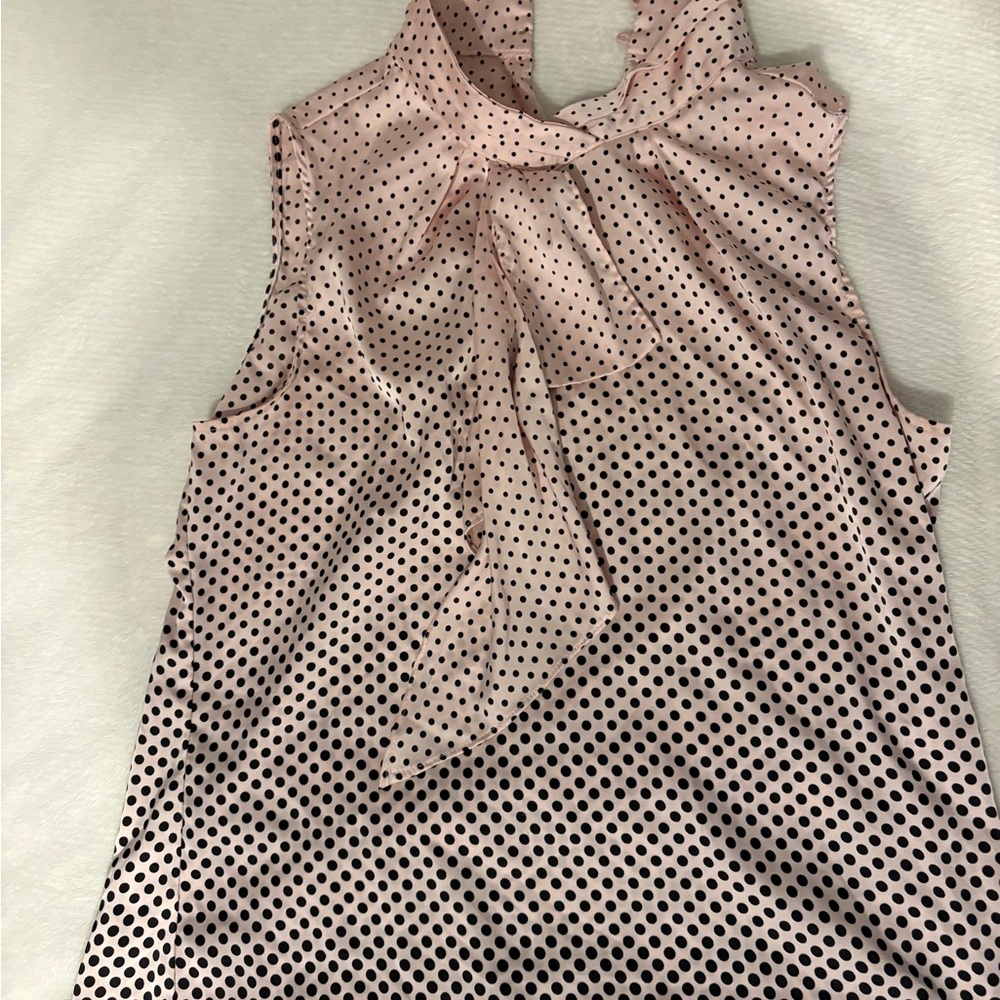 Pink and Black Polka Dot Sleeveless Blouse